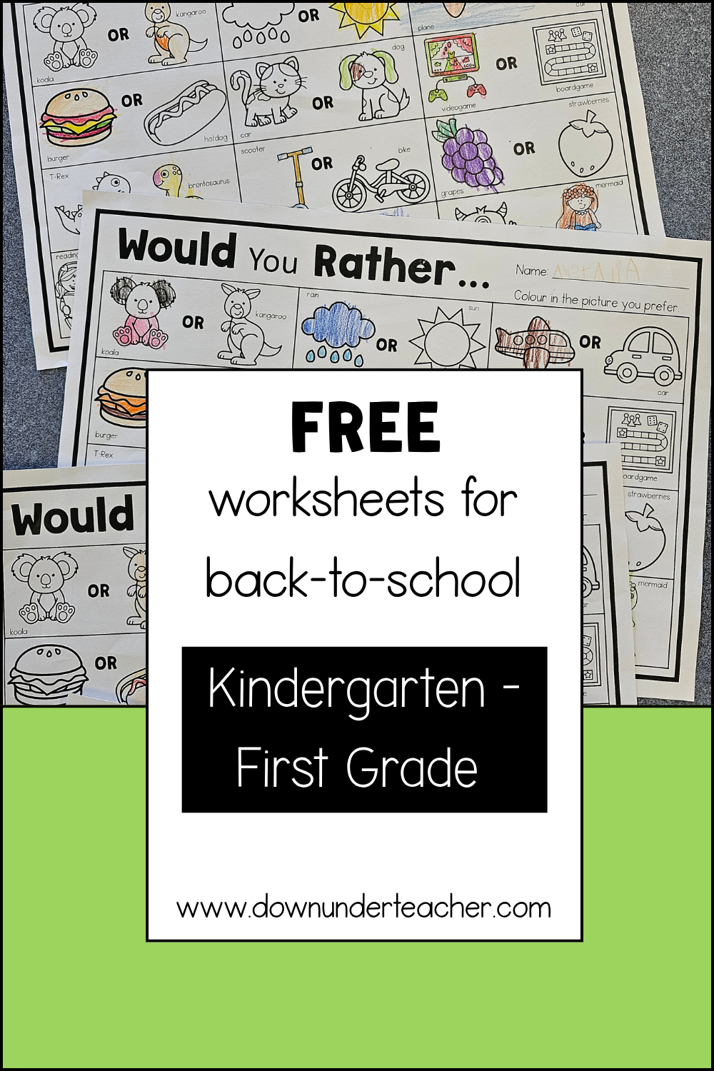 Free back-to-school worksheets for kindergarten and first grade