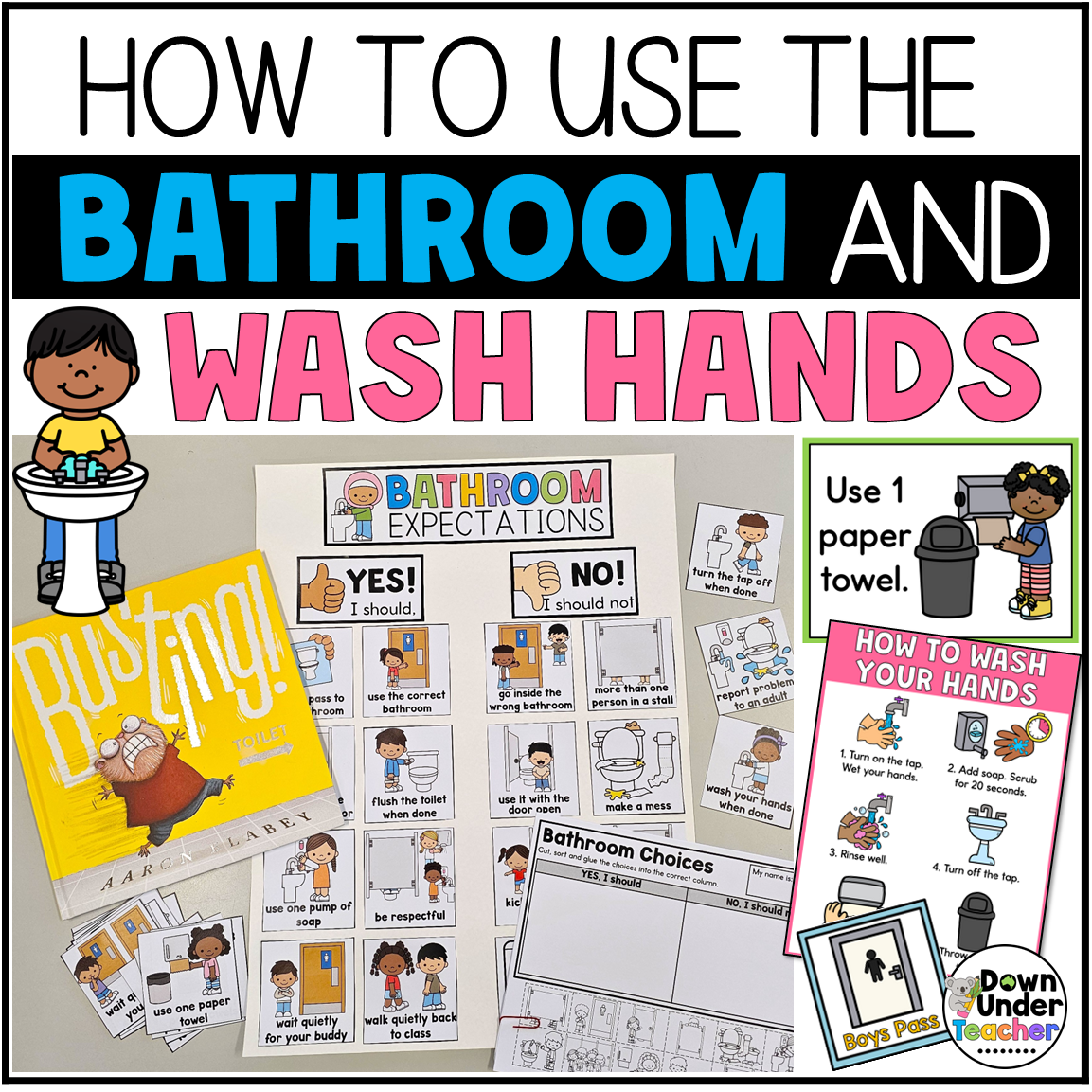 How to Use the Bathroom and Wash Hands Hygiene first grade kindergarten
