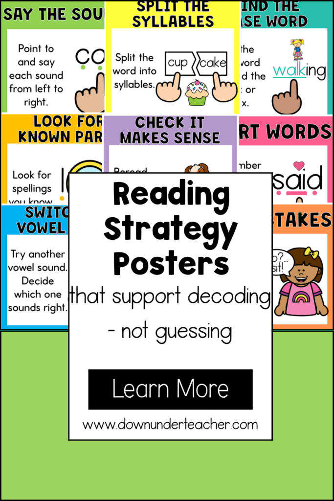 Reading Strategy Posters that Support Decoding, not guessing