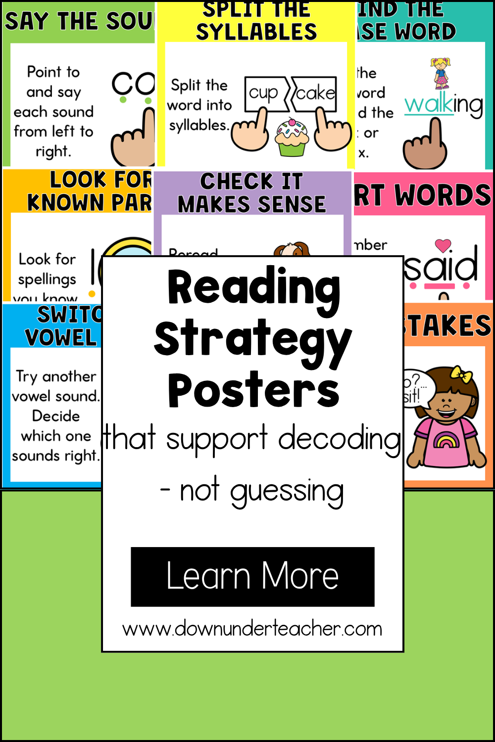 Reading Strategy Posters that Support Decoding, not guessing