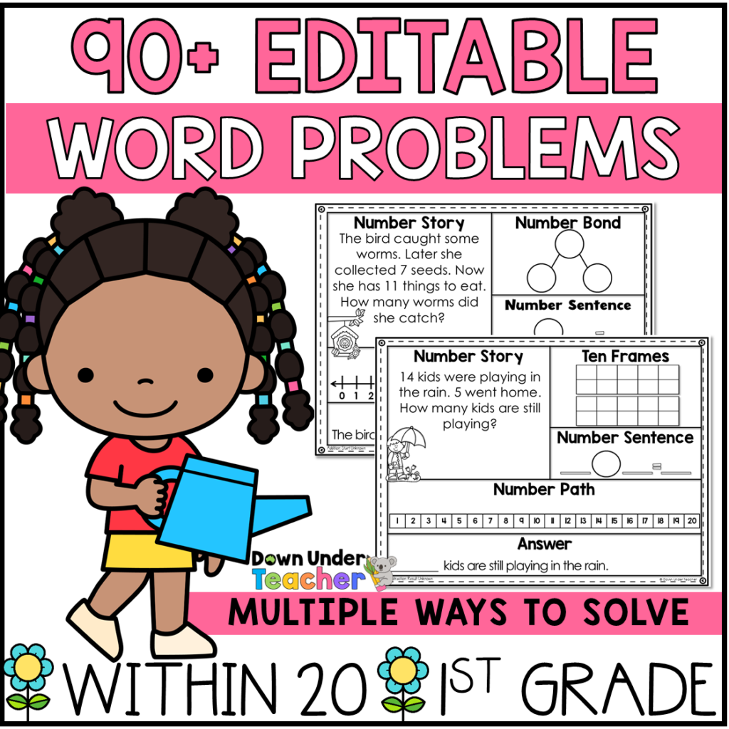 90 Editable Spring Word Problems within 20