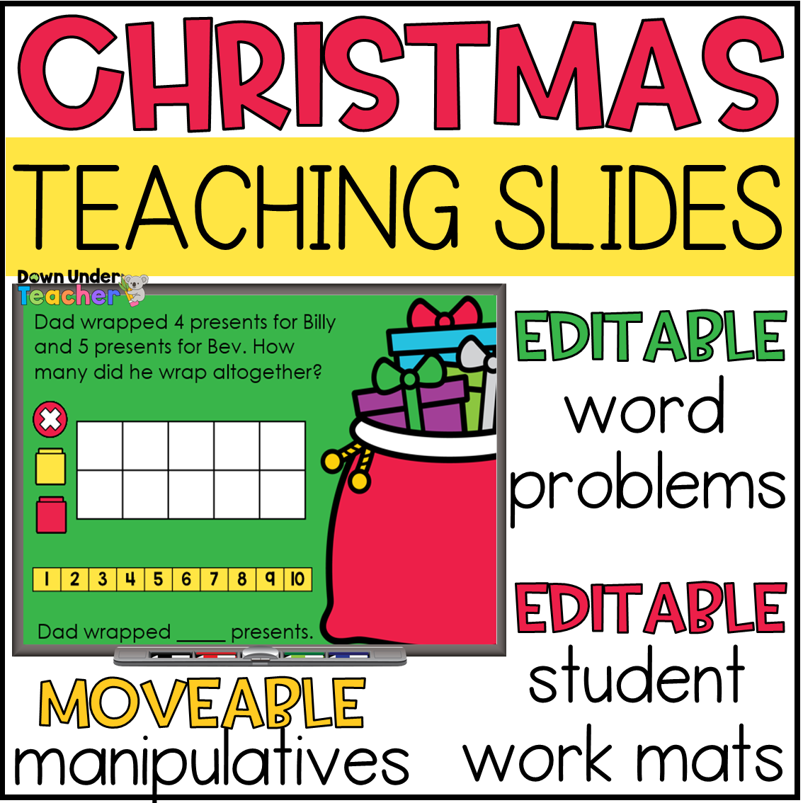 Christmas Addition and Subtraction within 20 Teaching Slides